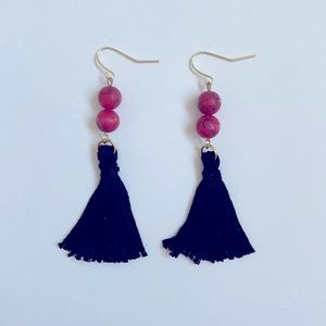 Black Red Tassel Earrings